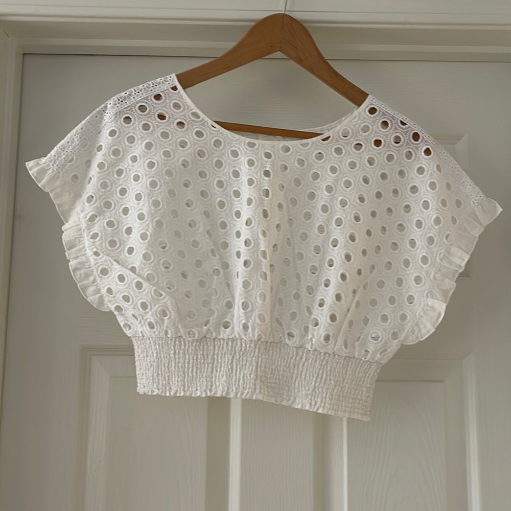 White eyelet blouse